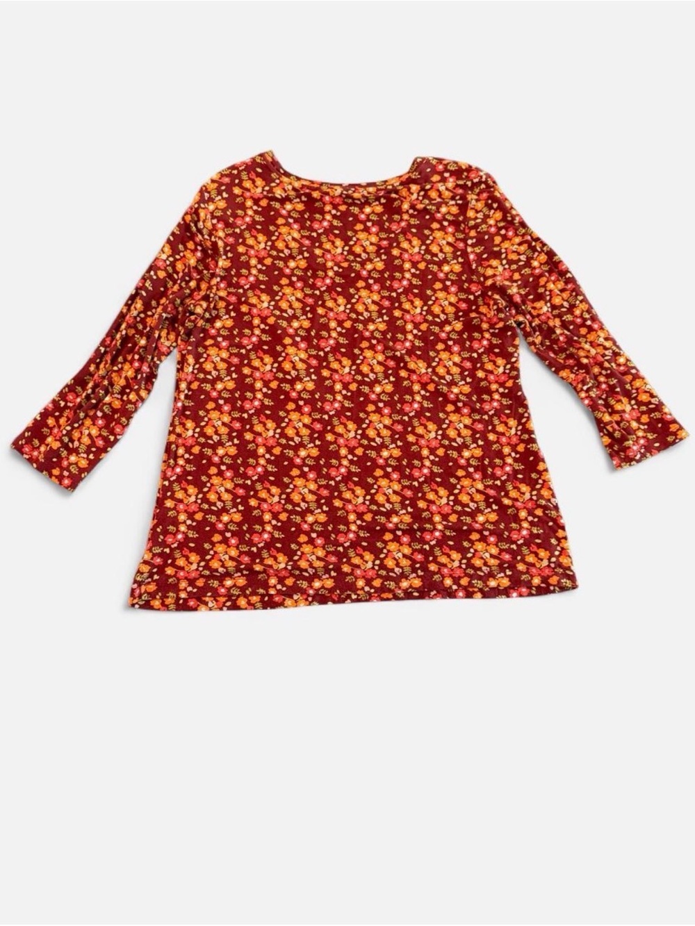 Cato Maroon Floral Scoop Neck Long Sleeve Top - Picture 3 of 3